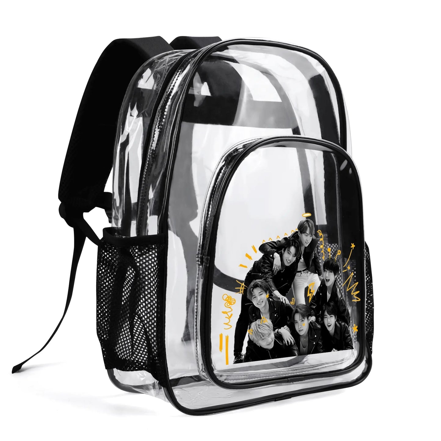 BTS OT7 Clear Backpack 17 Inch PVC Transparent Bookbag