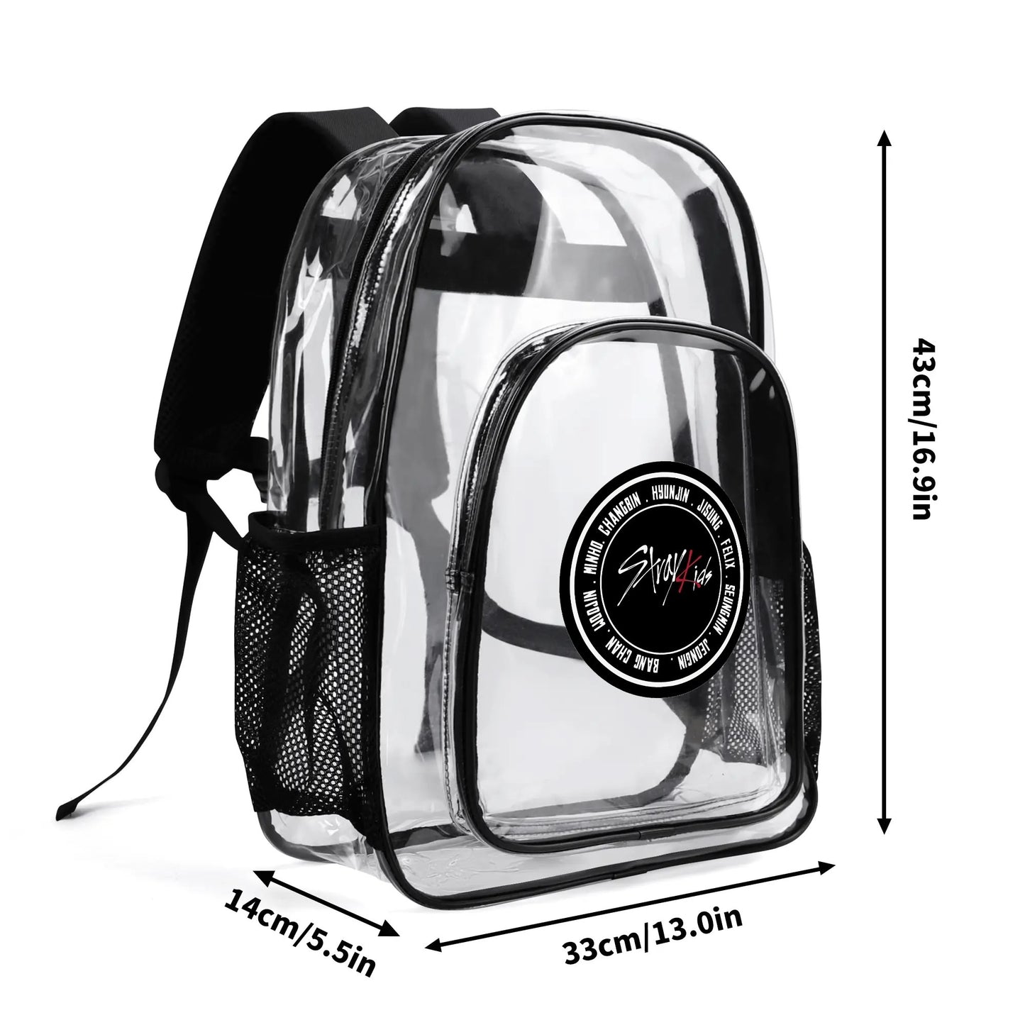 Stray Kids Skzoo Clear Backpack 17 Inch PVC Transparent Bookbag