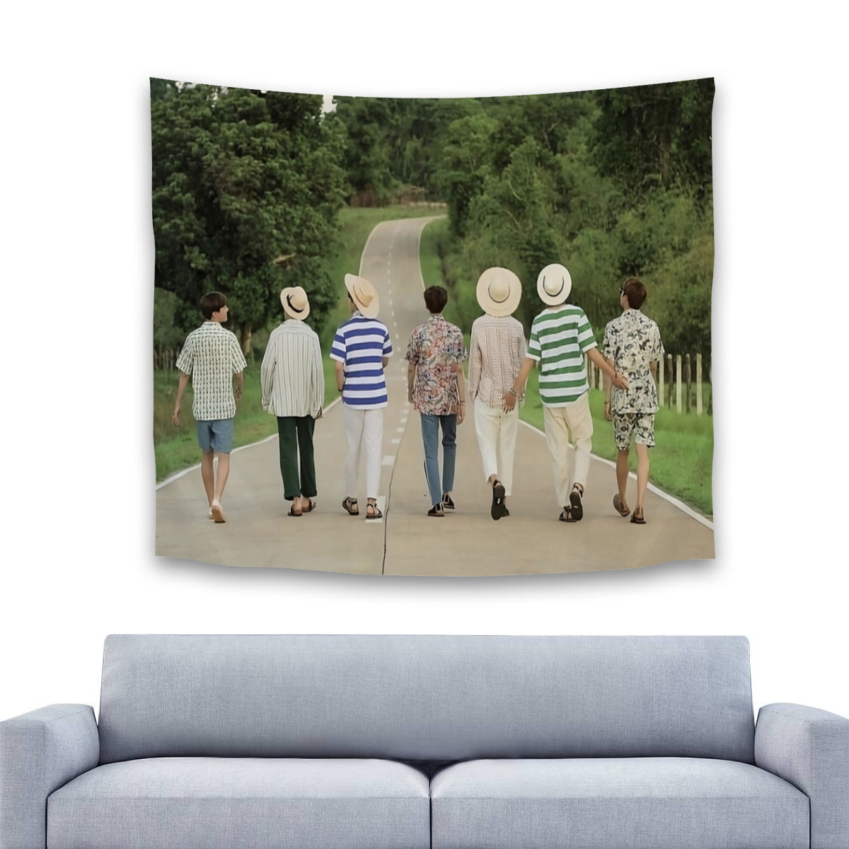 BTS OT7 Horizontal Polyester Wall Tapestry (80*60inch)