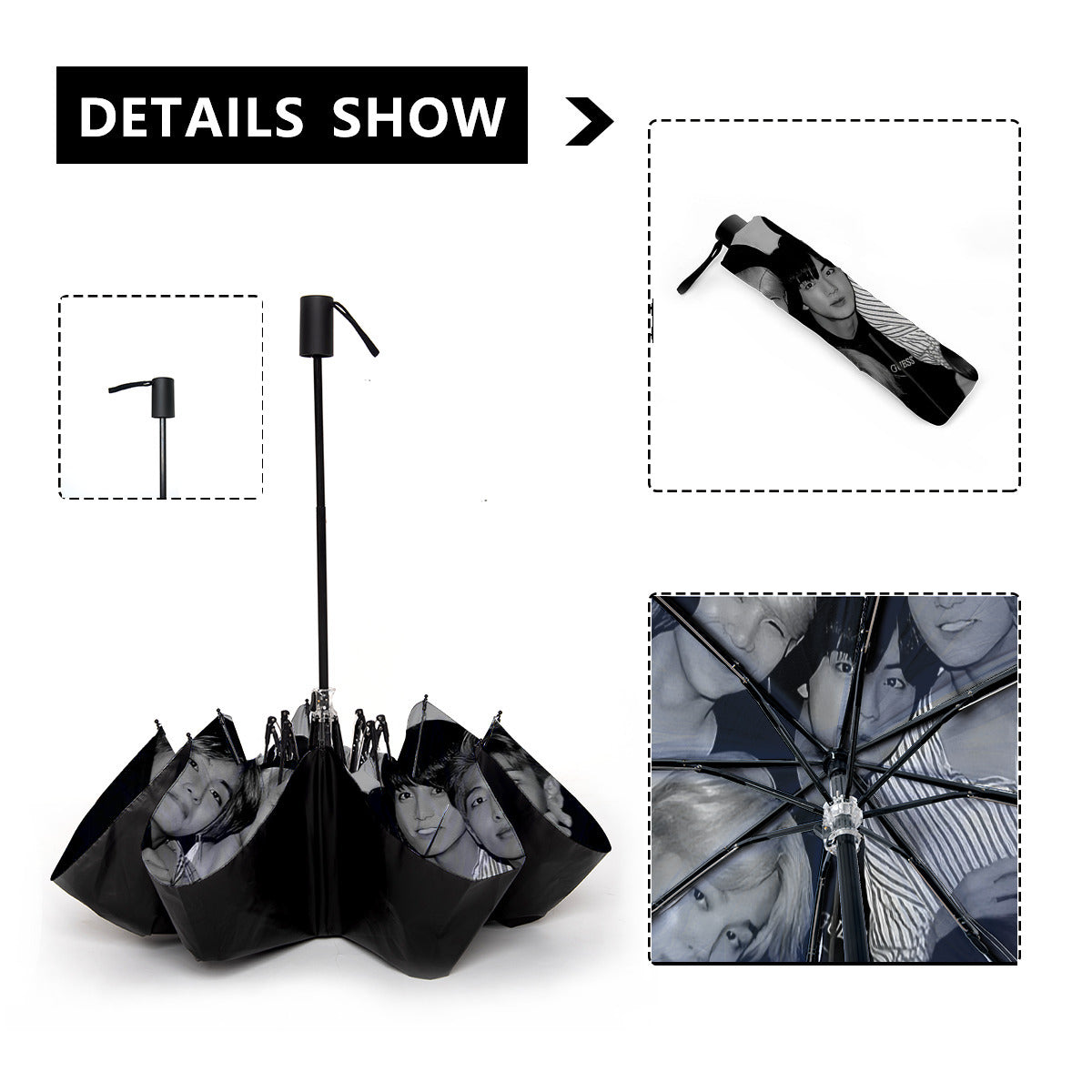 BTS OT7 Black & White Umbrella - RM Jin JHope Suga Jimin V & JK