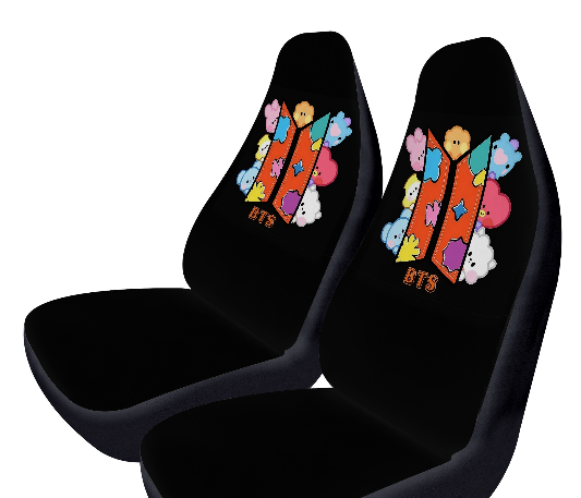 BTS BT21 Logo Car Microfiber Seat Covers - Set of 2 - Immediate shipping!
