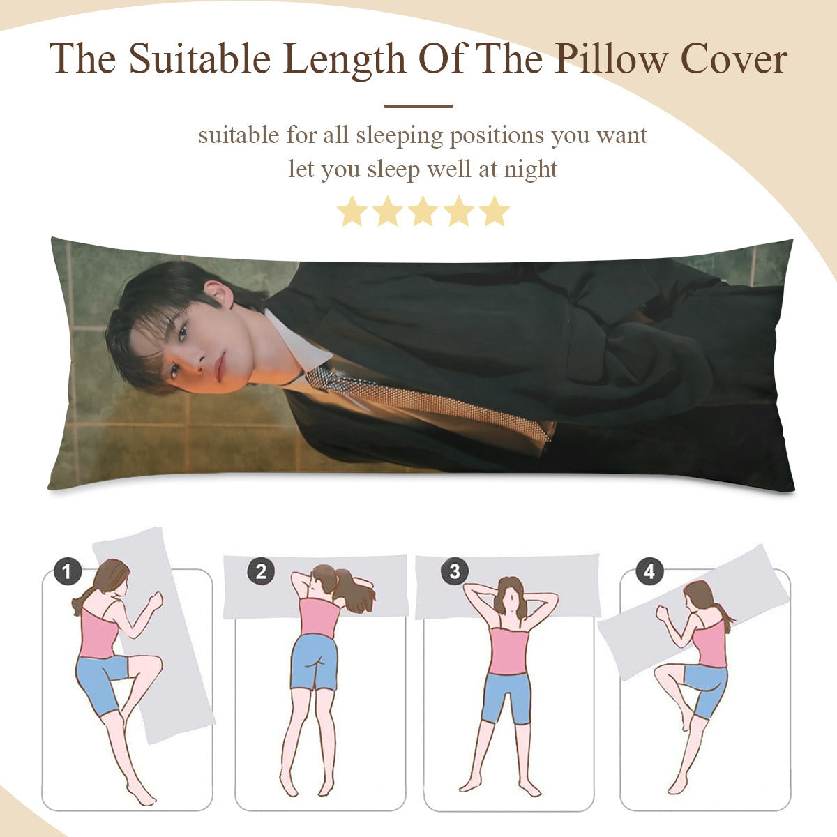 Ateez Yunho Full body pillow case - double sided in 3 sizes Ateez full size pillowcase - Aniteez pillow case