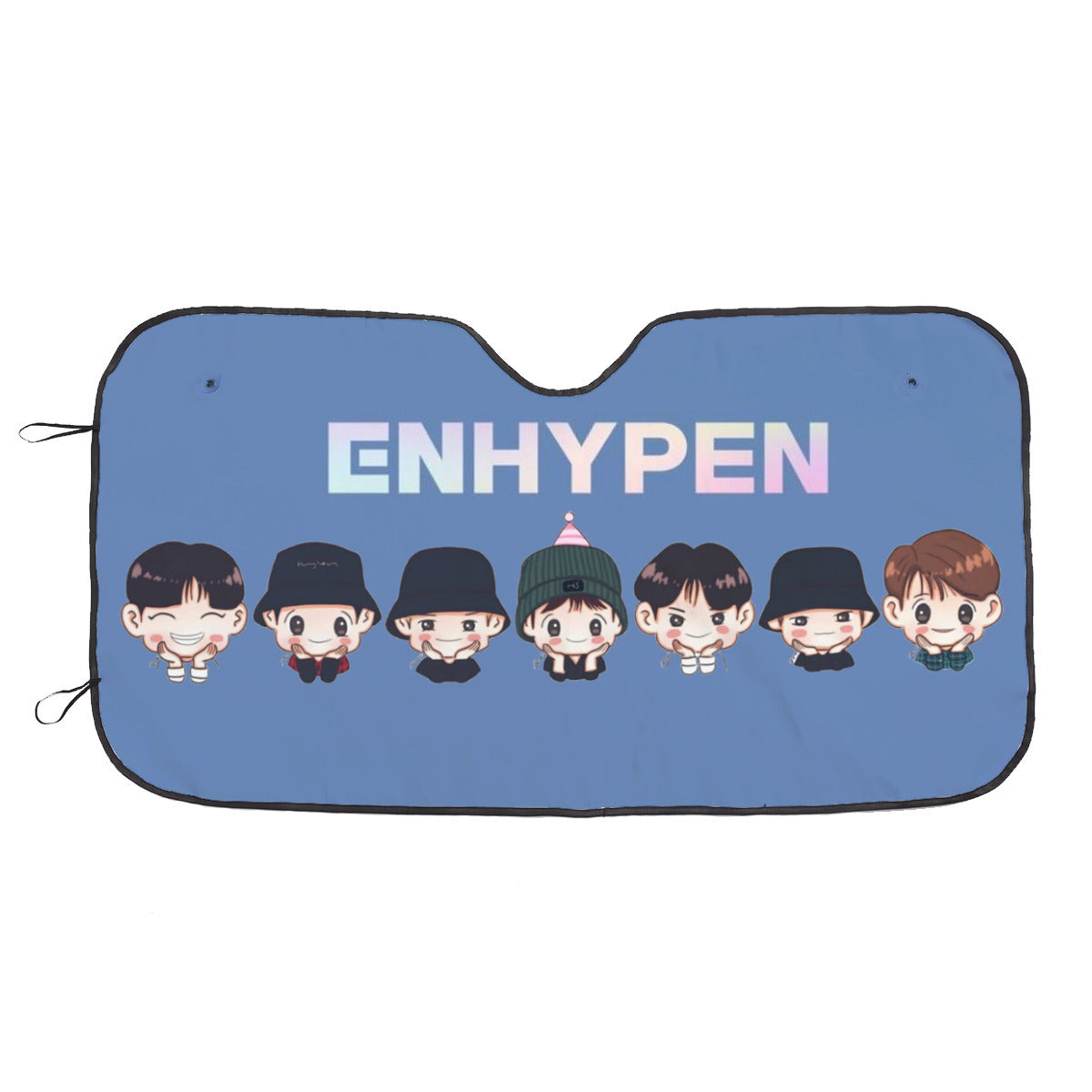 Enhypen Logo - Engene Car Sun Shade - Kpop gift, Blue Car Sunshade, K-Pop Inspired Car Windshield Accessories - Blue Background
