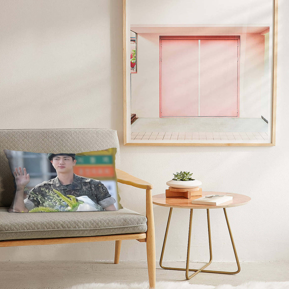 BTS Celebrating Jin Post Military themed Pillow sham - double sided pillow case - Pillowcase! Great KPOP Gift!