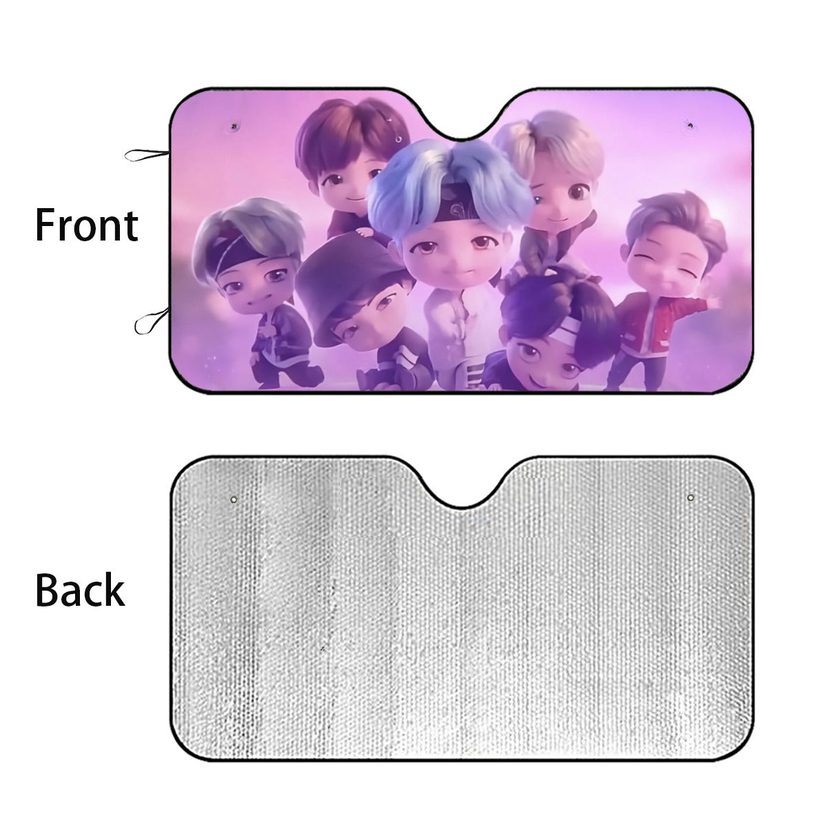 BTS Tiny Tan Car Sun Shade - OT7 BT21 Car Sun Shade- Gift for Army Car Sunshade BTS - K-Pop Inspired Car Windshield Accessories