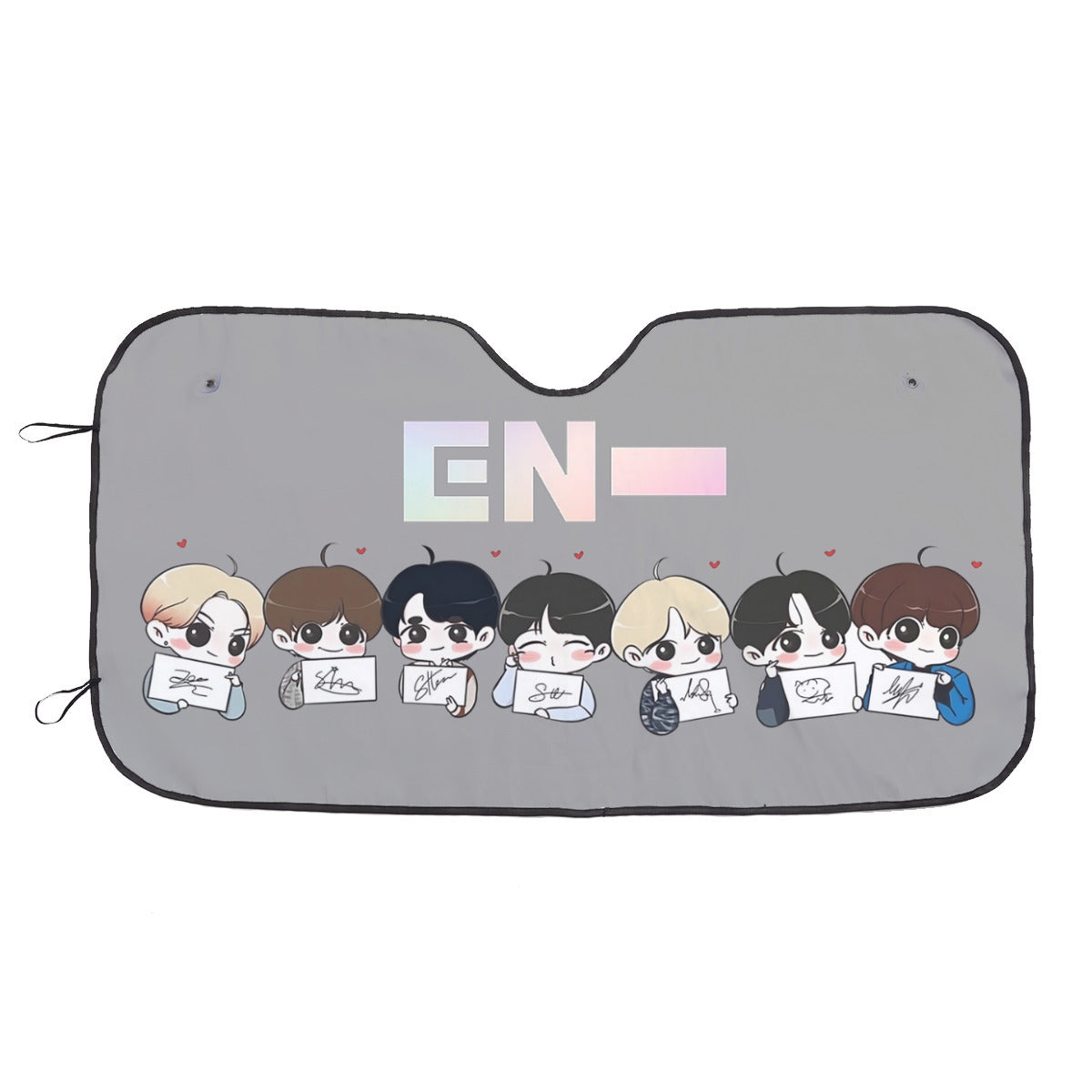 Enhypen - Engene Car Sun Shade - Kpop gift, Car Sunshade, K-Pop Inspired Car Windshield Accessories - Grey Background