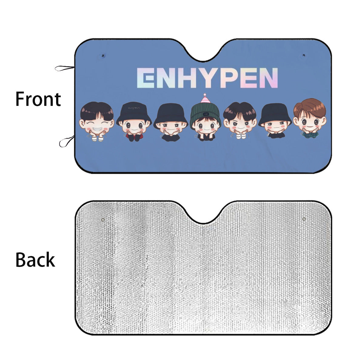 Enhypen Logo - Engene Car Sun Shade - Kpop gift, Blue Car Sunshade, K-Pop Inspired Car Windshield Accessories - Blue Background