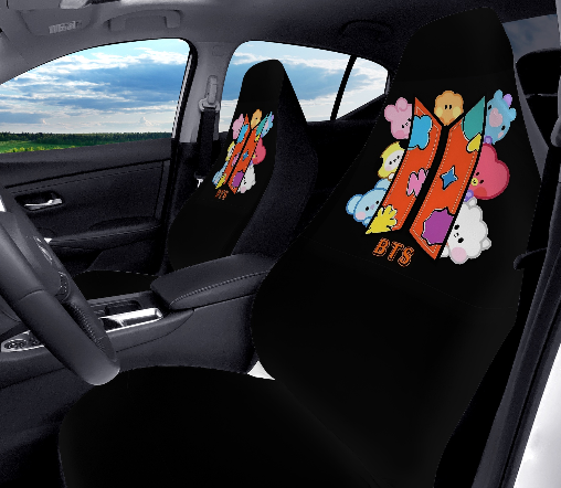 BTS BT21 Logo Car Microfiber Seat Covers - Set of 2 - Immediate shipping!