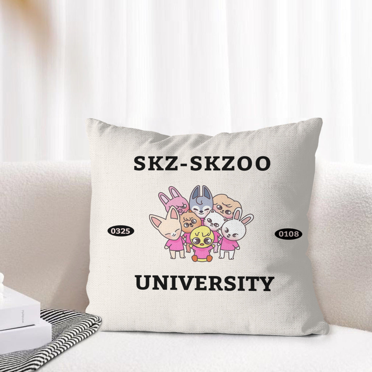 Stray Kids Skzoo Linen Pillowcase - Skzoo University - Sofa pillow
