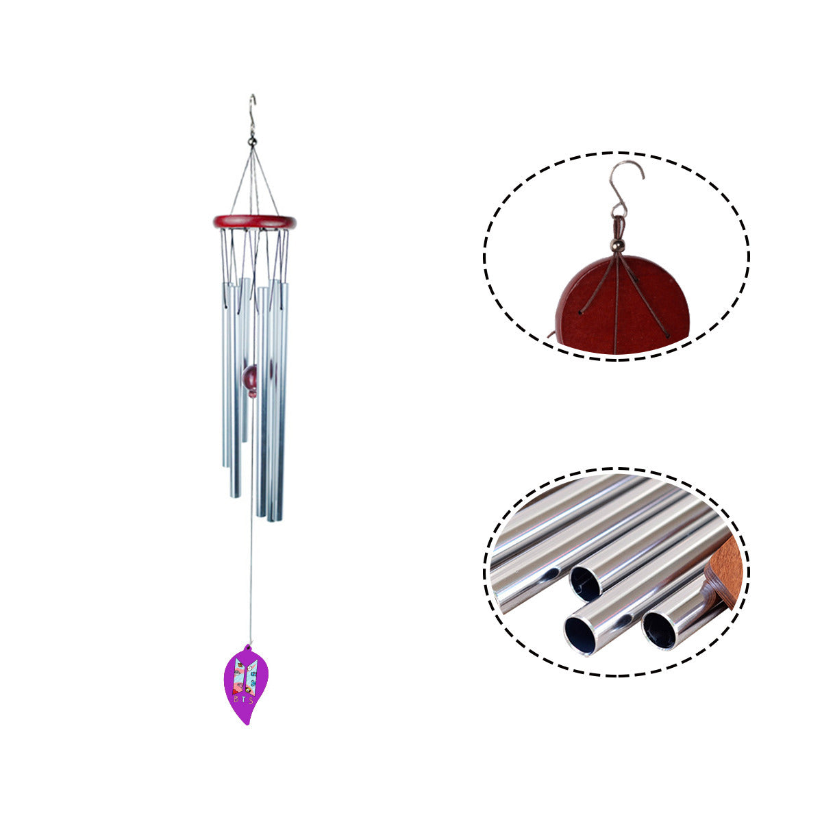 BTS Purple Aluminum Wind chimes - Great for your garden or patio! Kpop decor!