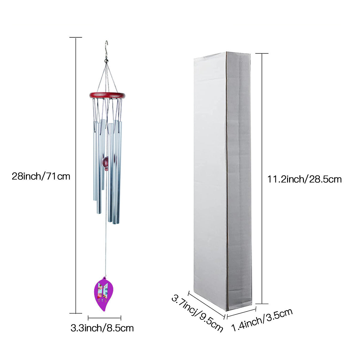 BTS Purple Aluminum Wind chimes - Great for your garden or patio! Kpop decor!