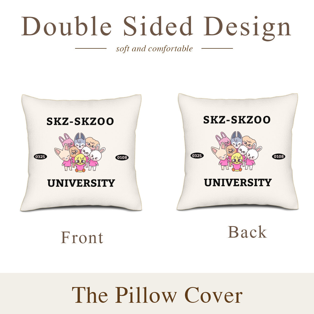 Stray Kids Skzoo Linen Pillowcase - Skzoo University - Sofa pillow