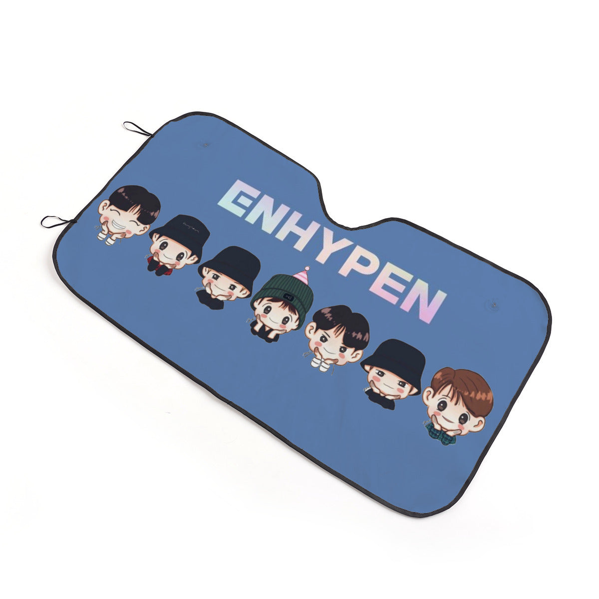 Enhypen Logo - Engene Car Sun Shade - Kpop gift, Blue Car Sunshade, K-Pop Inspired Car Windshield Accessories - Blue Background