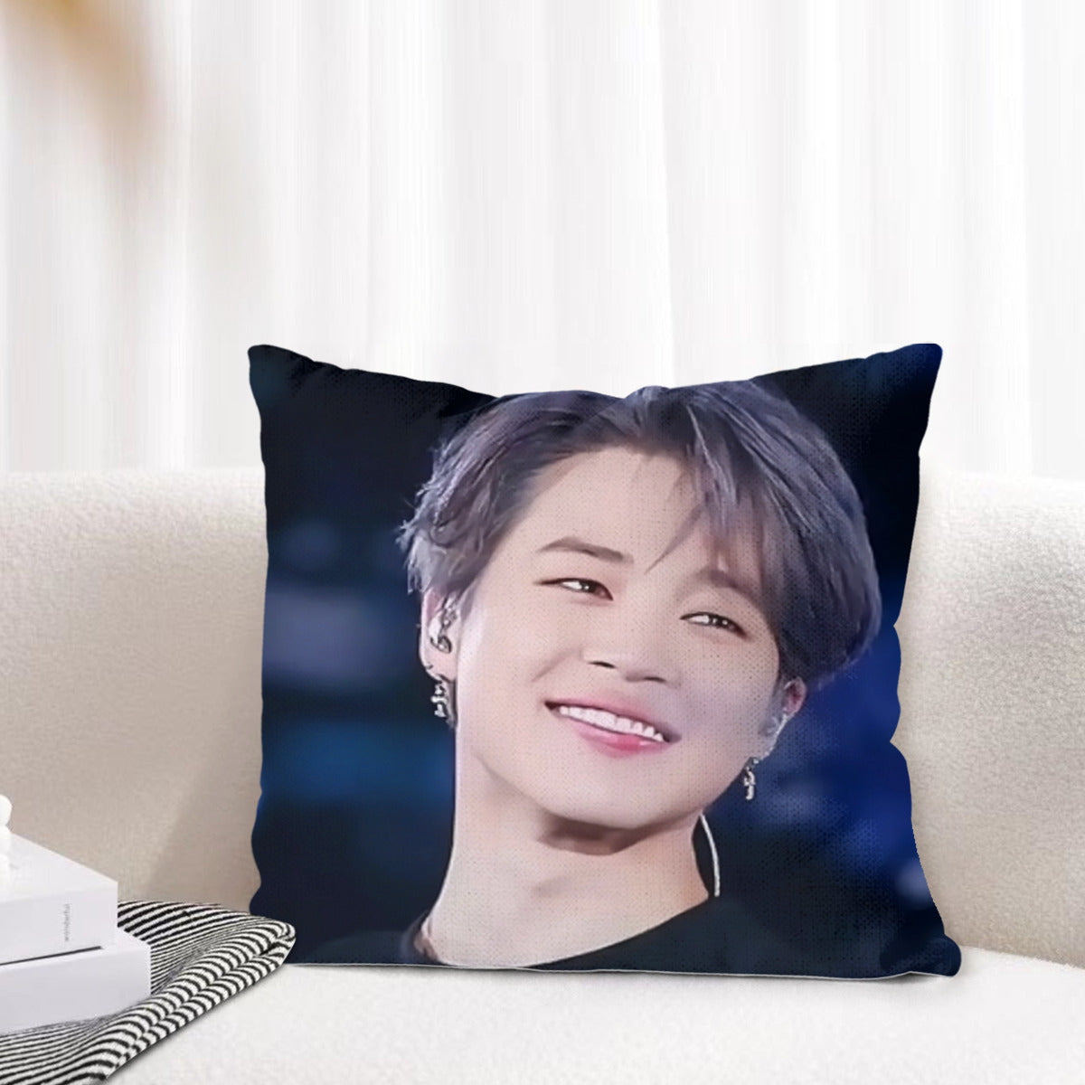 BTS Jimin -themed linen pillow cushion cover- double sided pillow case - Pillowcase! Great KPOP Gift!