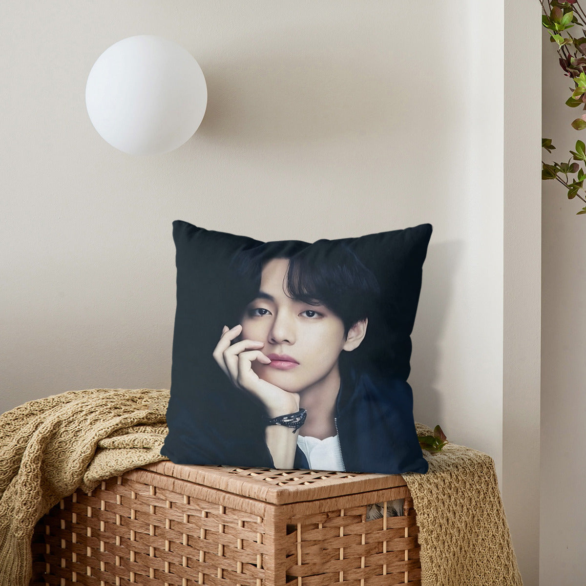 BTS V themed pillow cushion cover- double sided pillow case - Pillowcase! Great KPOP Gift!