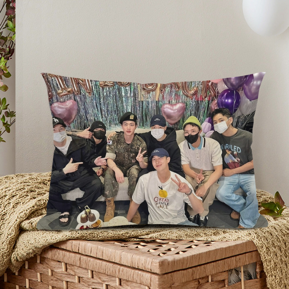 BTS Celebrating Jin Post Military themed Pillow sham - double sided pillow case - Pillowcase! Great KPOP Gift!