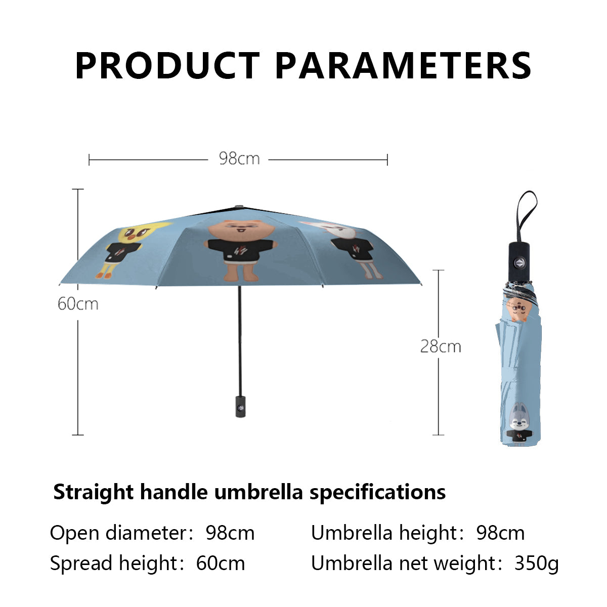 Stray Kids SKZOO Umbrella - Different color options! Automatic opening umbrella - Straykids rainy weather, protection from weather