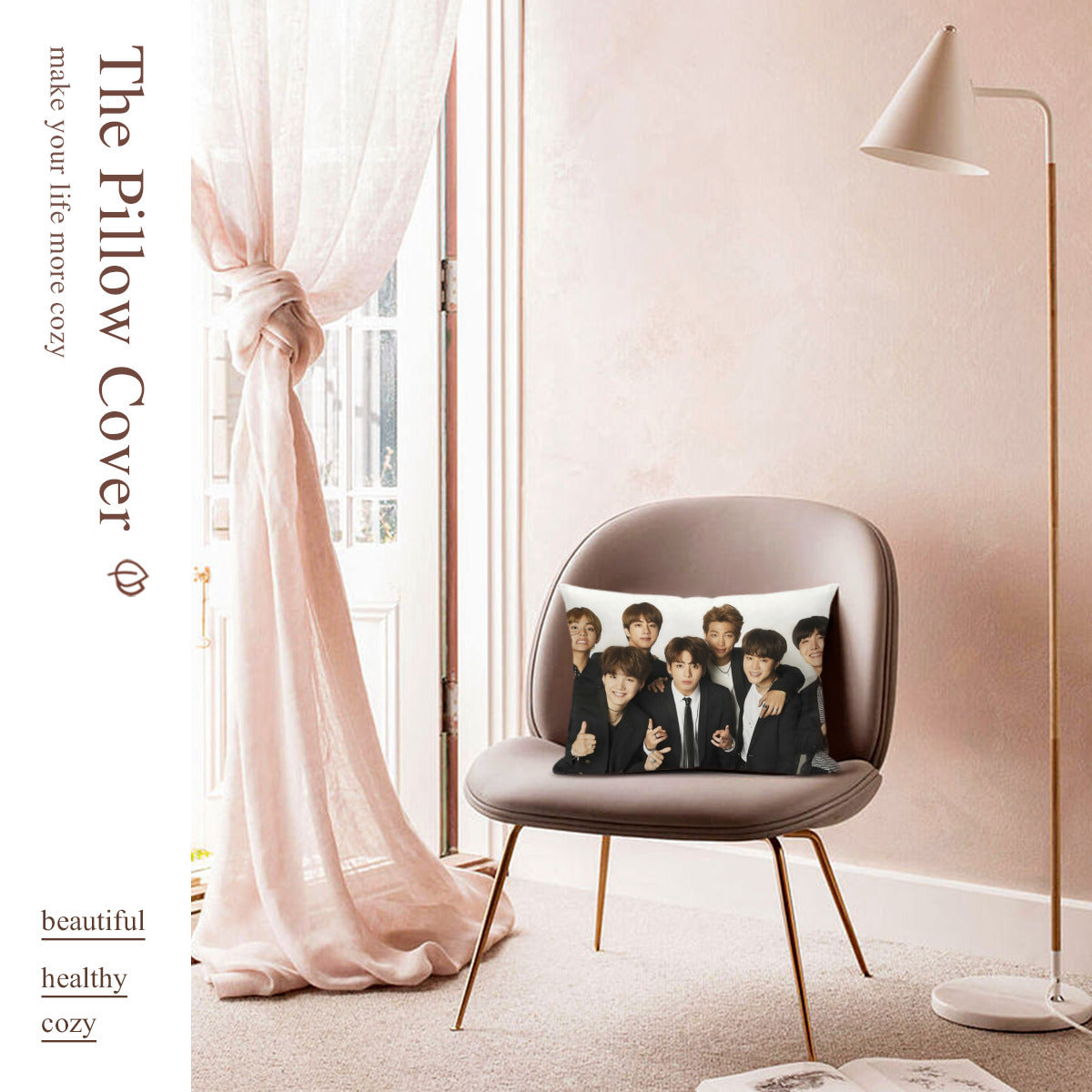 BTS OT7 themed Pillow sham - double sided pillow case - Pillowcase! Great KPOP Gift!