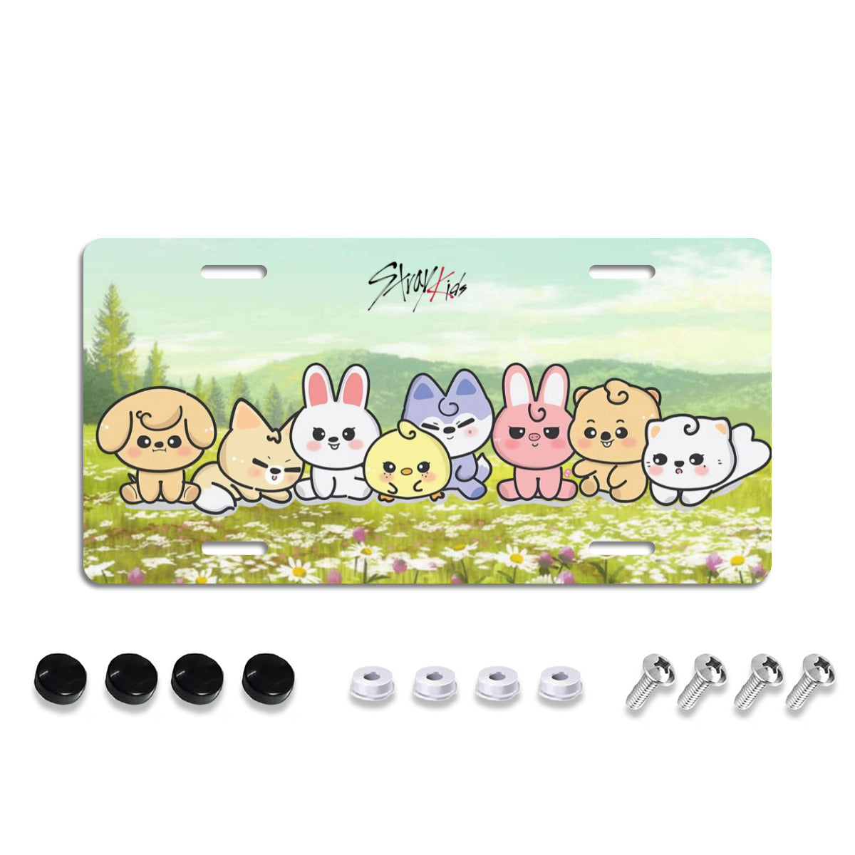 Stray Kids Skzoo on Flowers - Vanity Plate for your car -Car accessories