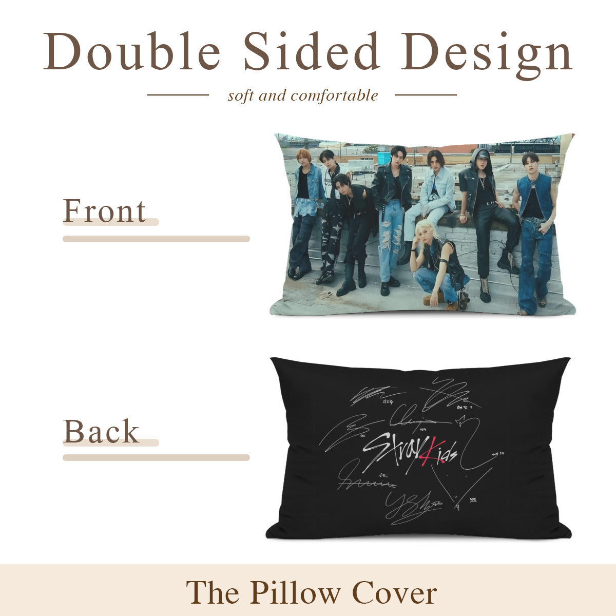 Stray Kids themed Pillow sham - double sided pillow case - Pillowcase! Great KPOP Gift!