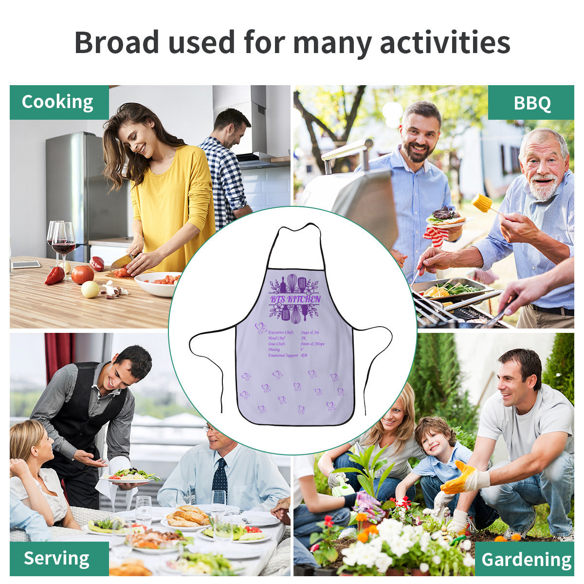 BTS Kitchen Apron - Adult's Apron - Korean literary style - Cotton Linen - Great for up & coming chefs!