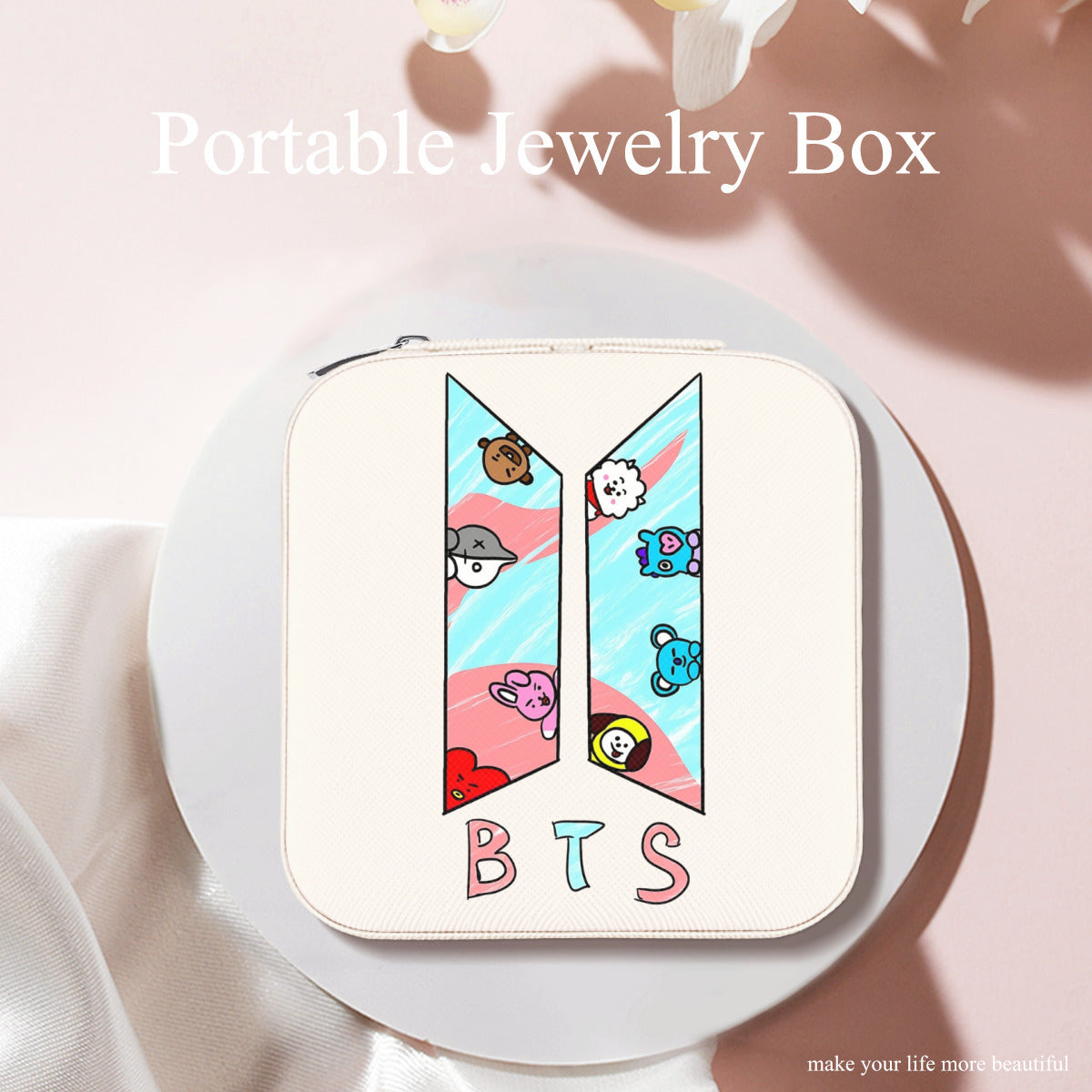 BTS BT21 logo Jewelry Box - Jewelry Organizer - 5 Colors! Jewelry accessories - jewelry box - Travel Jewelry organizer - Great gift