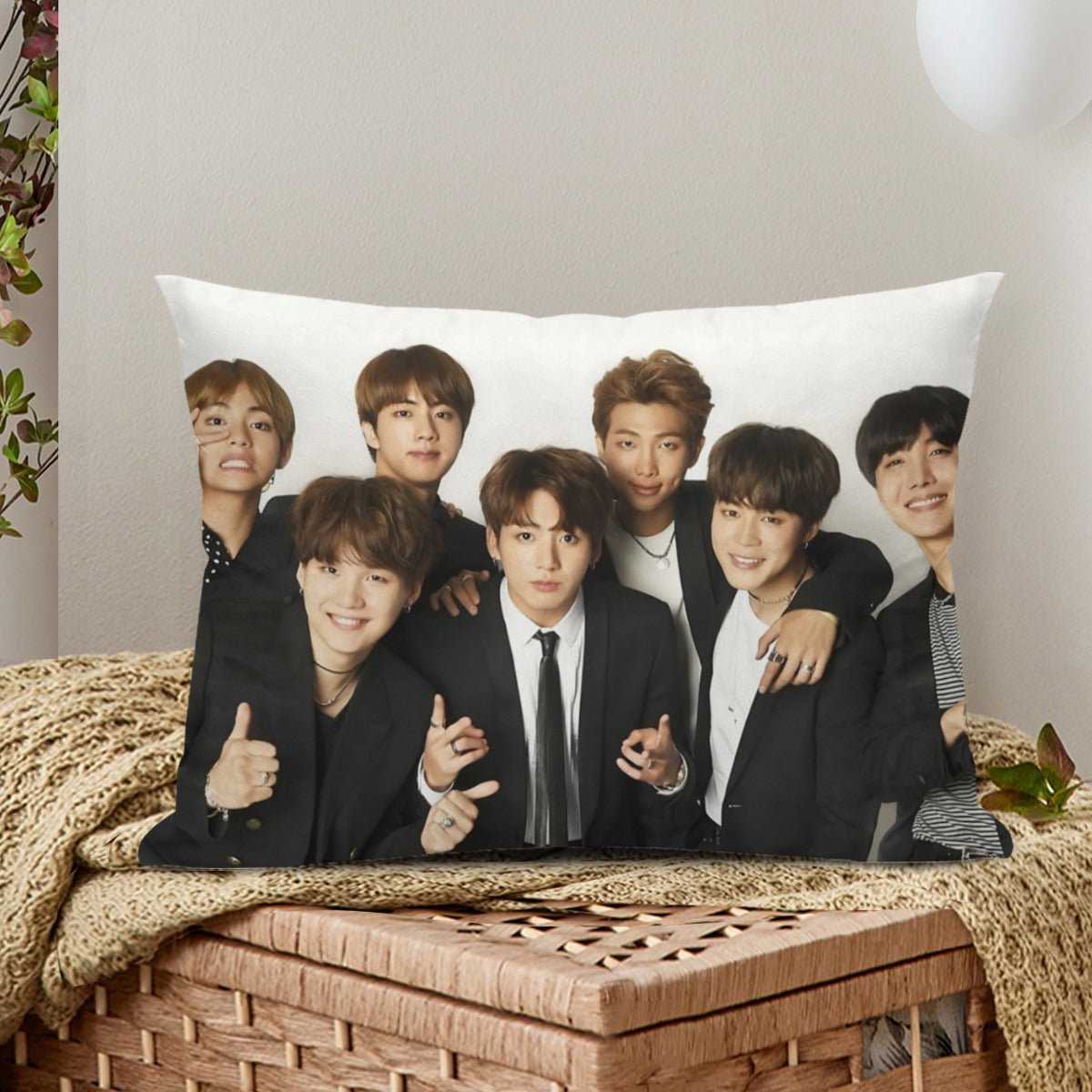 BTS OT7 themed Pillow sham - double sided pillow case - Pillowcase! Great KPOP Gift!