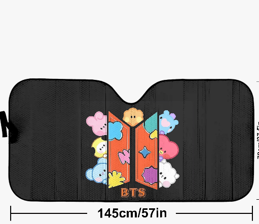 BTS BT21 Car Sun Shade - BT21 Car Sun Shade - Ships Immediately! Size Small - 51.2"x 27.5"