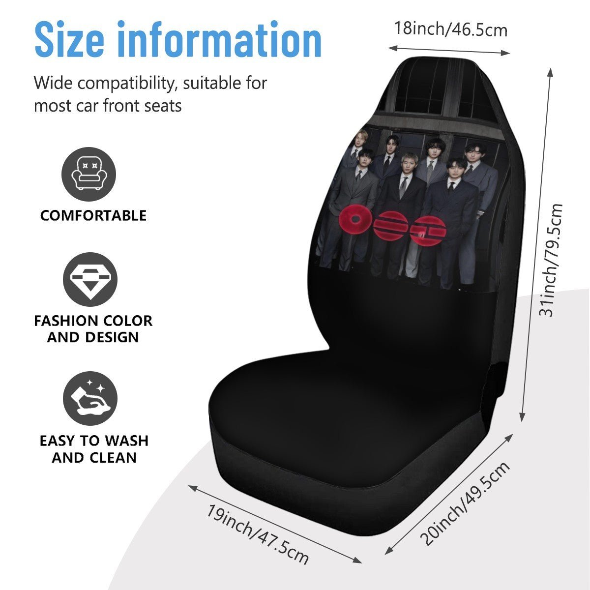 BTS Arirang Car Seat Microfiber Covers - Set of 2 - KPop car accessories - Beyond The Shoppe