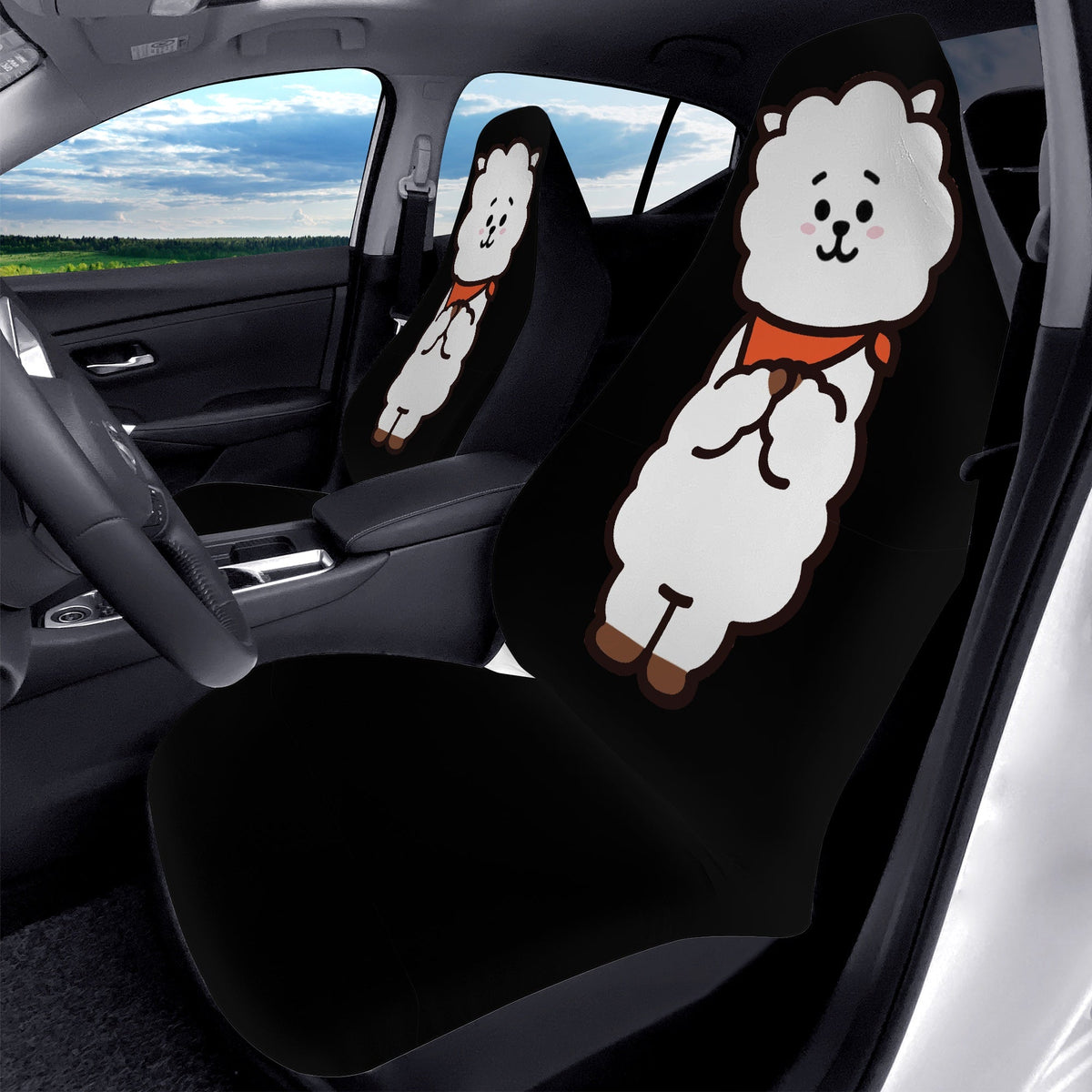 BTS BT21 Car Seat Covers - Set of 2 - RJ - 1 of 8 Designs to choose from! BTS car seat covers - Bangtan army car accessories - ARMY - Beyond The Shoppe