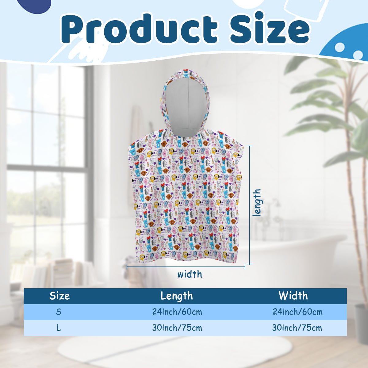 BTS BT21 Unisex Childrens Hooded Bath & Pool Beach Towel - Great for bath time too! - Beyond The Shoppe