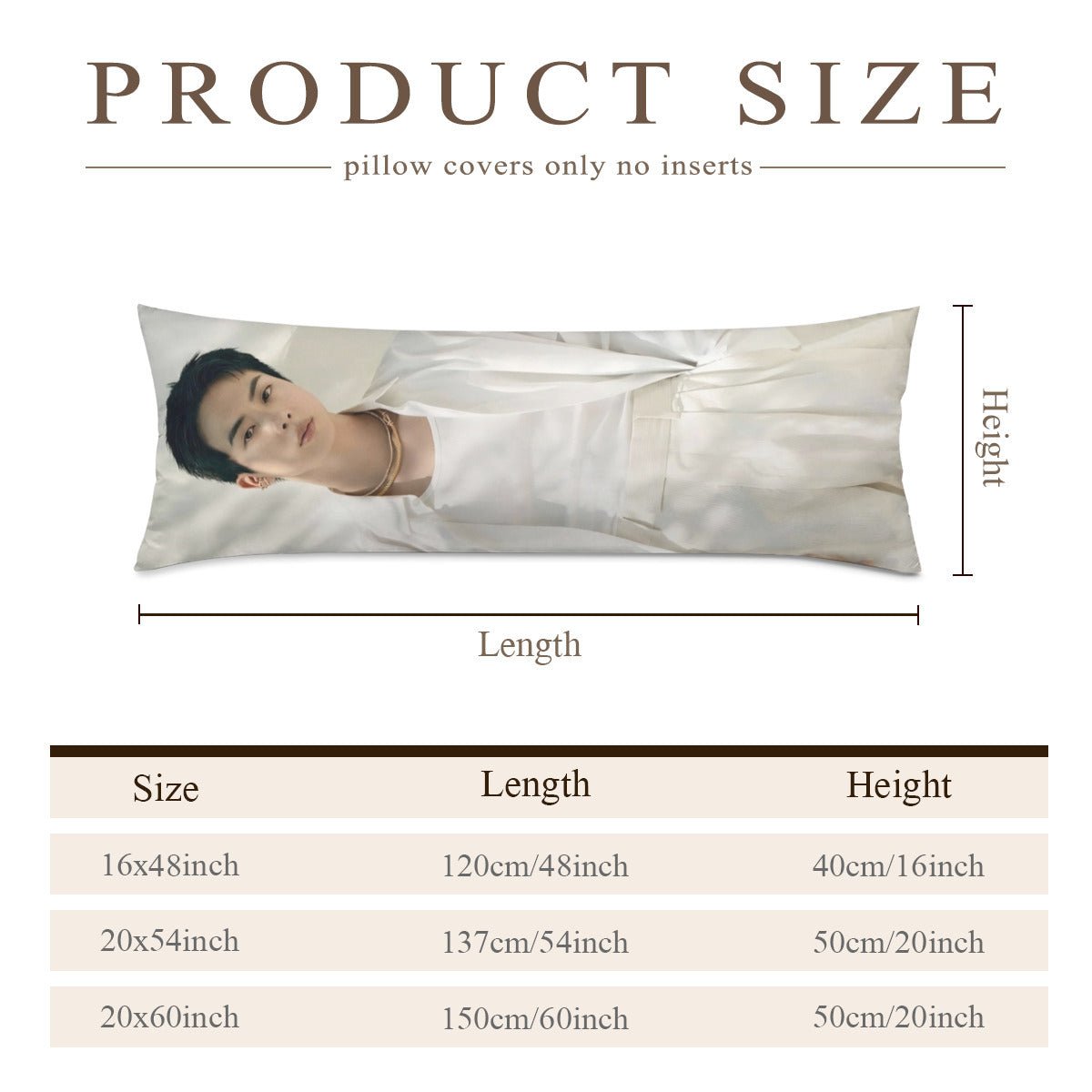 BTS Jin Body Pillow Case - 3 Sizes - BTS Jin full size double sided pillowcase - BTS World Wide Handsome pillow case - Beyond The Shoppe