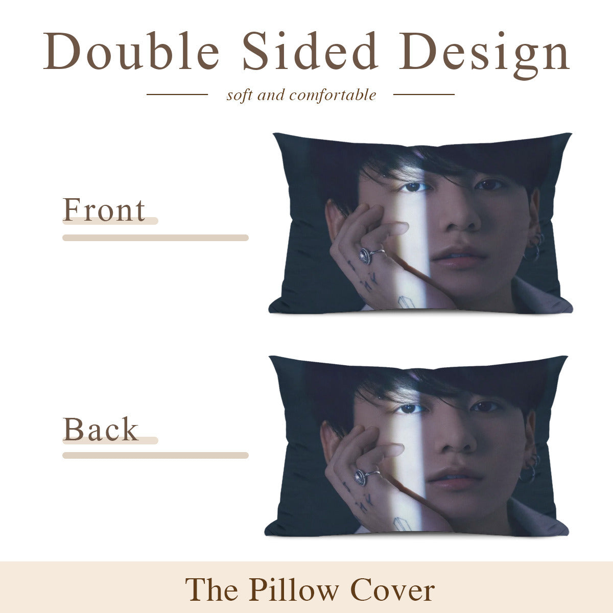 BTS JK themed Pillow sham - double sided pillow case - Pillowcase! Great KPOP Gift!