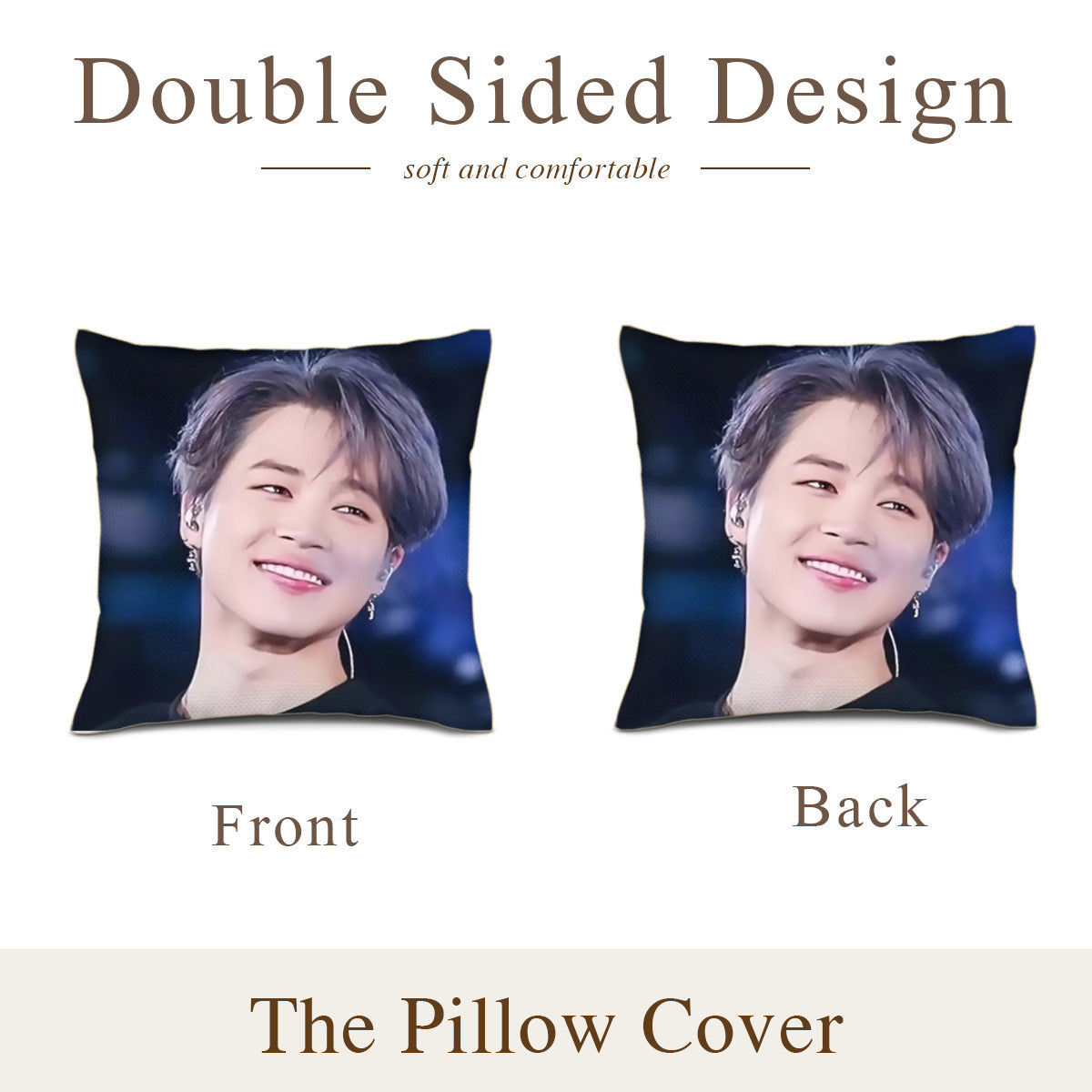 BTS Jimin -themed linen pillow cushion cover- double sided pillow case - Pillowcase! Great KPOP Gift!