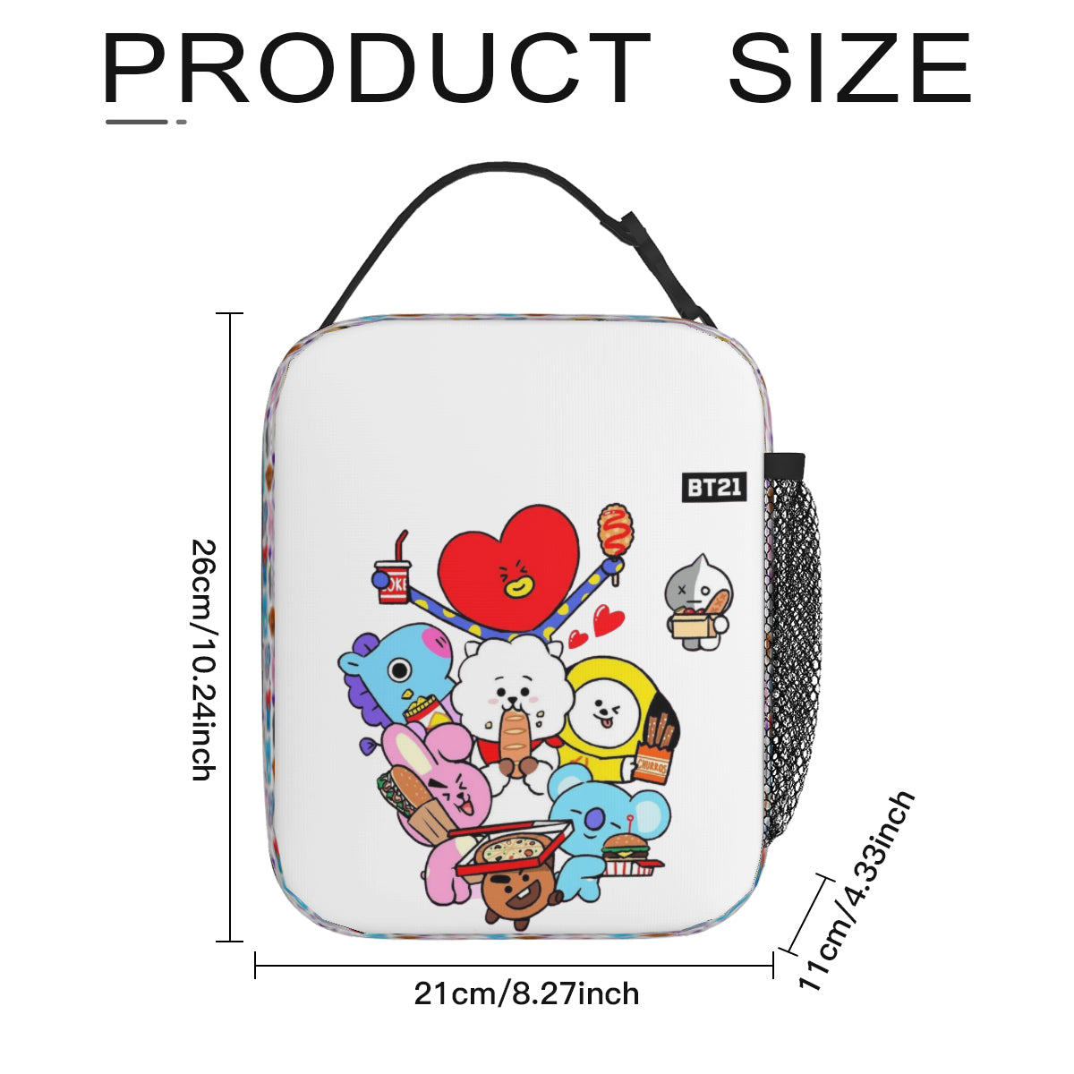 BTS BT21 Insulated Lunch Bag - Great for picnics, school or the office! Great kpop gift!