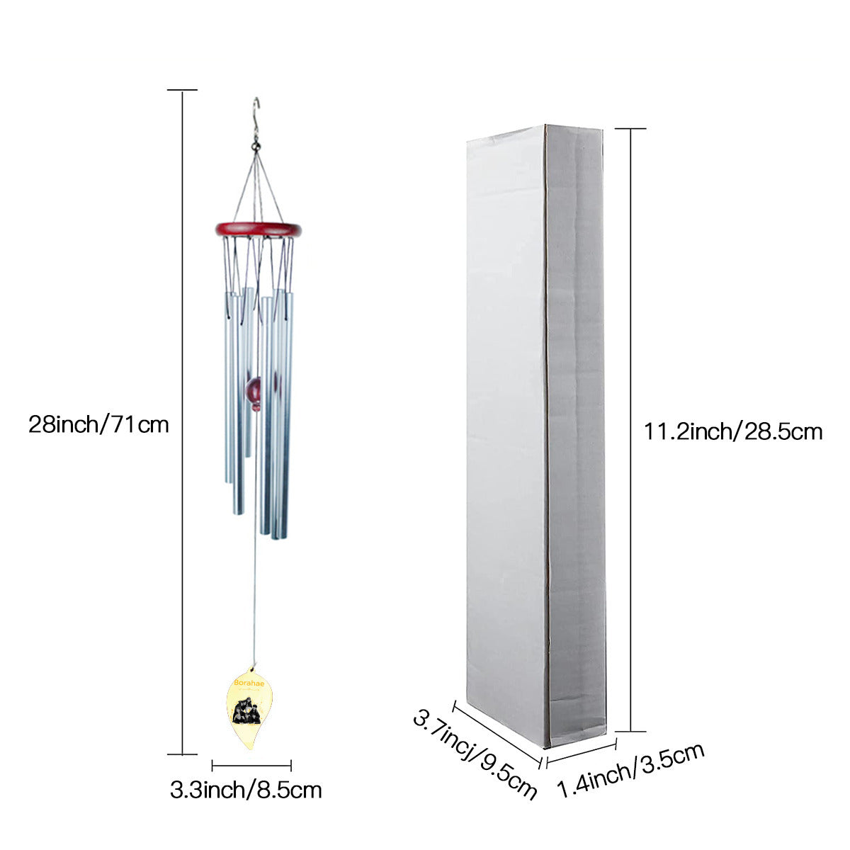 BTS Borahae Aluminum Wind chimes - Great for your garden or patio! Kpop decor!