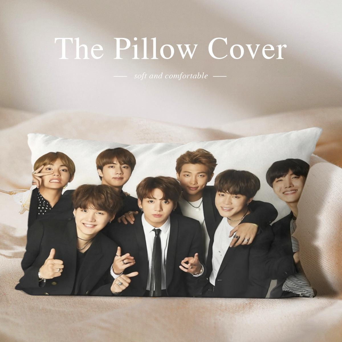 BTS OT7 themed Pillow sham - double sided pillow case - Pillowcase! Great KPOP Gift!