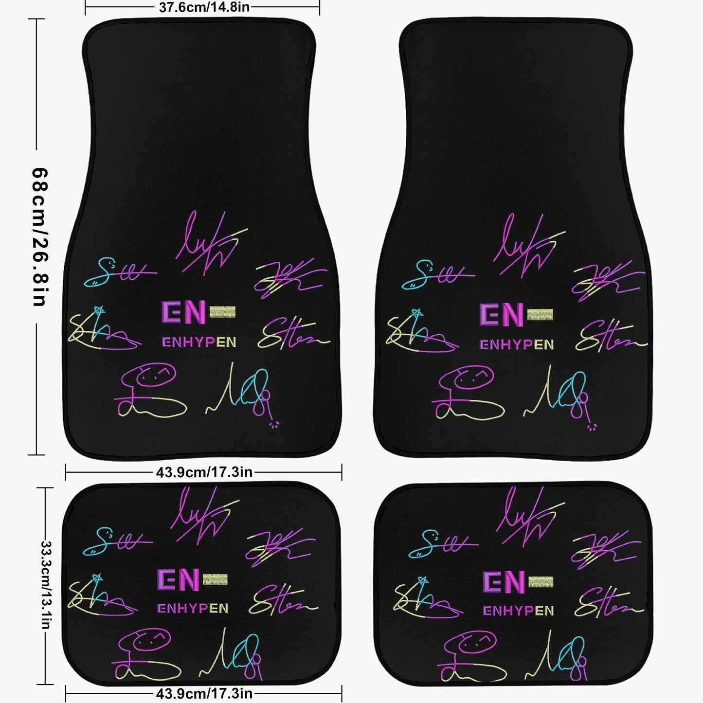 Enhypen Engene Car Floor Mats - 4Pcs - Enhypen EN logo Car Floor Mats - Car Accessories - Kpop car mats - (Set of 4 - 2 Front & 2 Rear) - Beyond The Shoppe