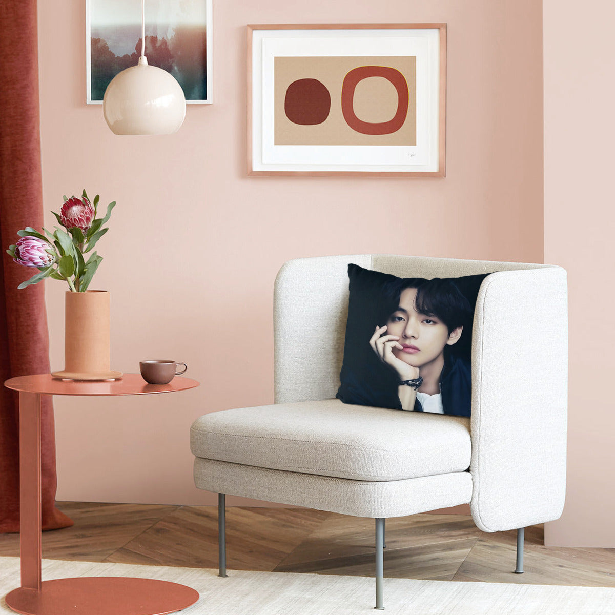 BTS V themed pillow cushion cover- double sided pillow case - Pillowcase! Great KPOP Gift!