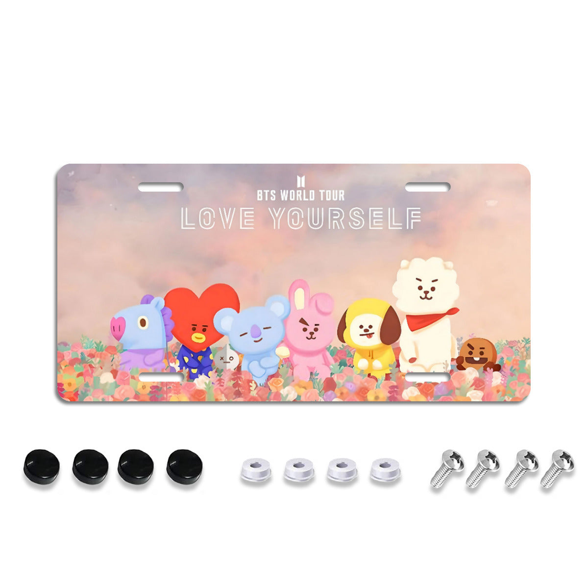 BTS Bt21 Love Yourself World Tour Vanity Plate - BTS License Plate Frame - Army Bangtan car accessories - BTS vanity plate - BT21 vanity