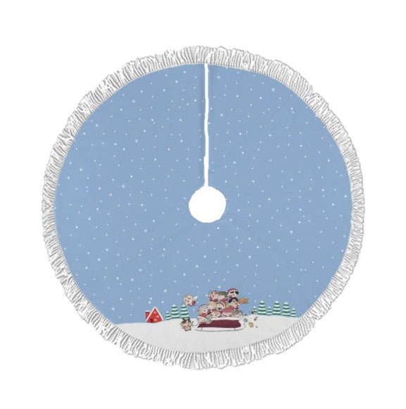 Seventeen Carat Holiday Sled Light Blue Holiday Tree Skirt – Plush Christmas Tree Skirt - Soft, Cozy & Festive Decor - Beyond The Shoppe