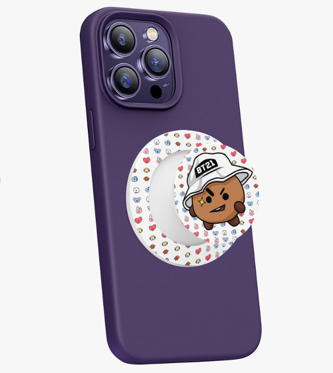 BTS BT21 Cell Phone Magnetic Collapsible Grip And Stand - Cell Phone Grips - Cell phone holder - popsocket grip - Phone Pop Grips