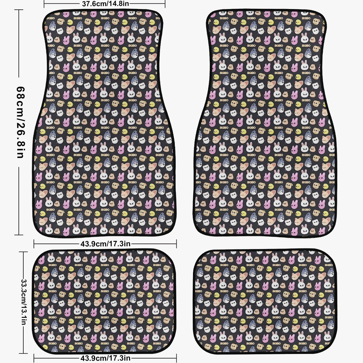 Stray Kids Skzoo Car Mats - 2 Options: Set of 2 Front or 4 (2 Front & 2 Rear) - Skzoo Car Accessories - Skzoo car mats - car floor mats - Beyond The Shoppe