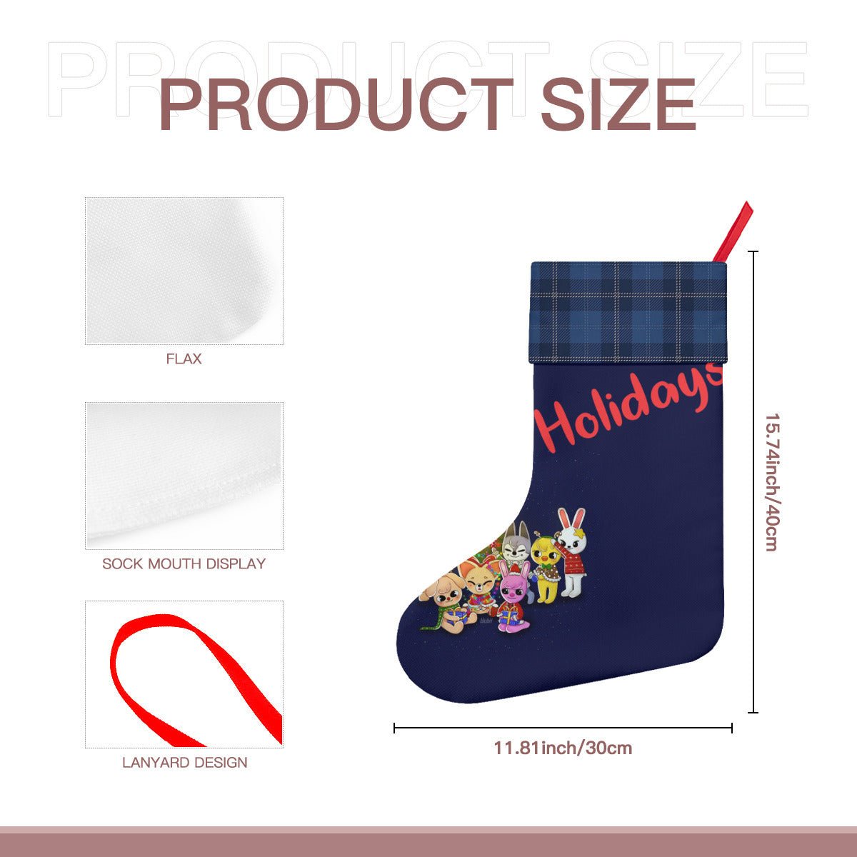 Stray Kids Skzoo - Happy Holidays Classic Holiday 16 - Inch Linen Christmas Stocking – Decor, Soft & Durable - Beyond The Shoppe