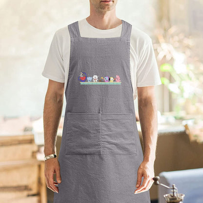 BTS BT21 Adult's Apron - Korean literary style - 2 colors! Cotton Linen - Great for up & coming chefs!