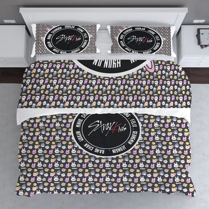 Stray Kids Skzoo Quilt Cover Three-Piece Set - Quilt cover and 2 Pillowcases - bedroom decor! Comforter cover / duvet and pillow set