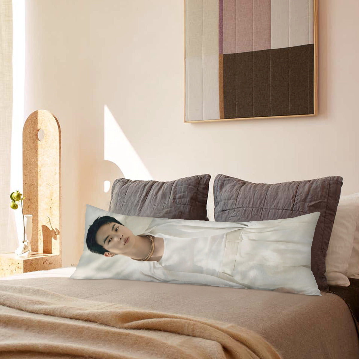 BTS Jin Body Pillow Case - 3 Sizes - BTS Jin full size double sided pillowcase - BTS World Wide Handsome pillow case