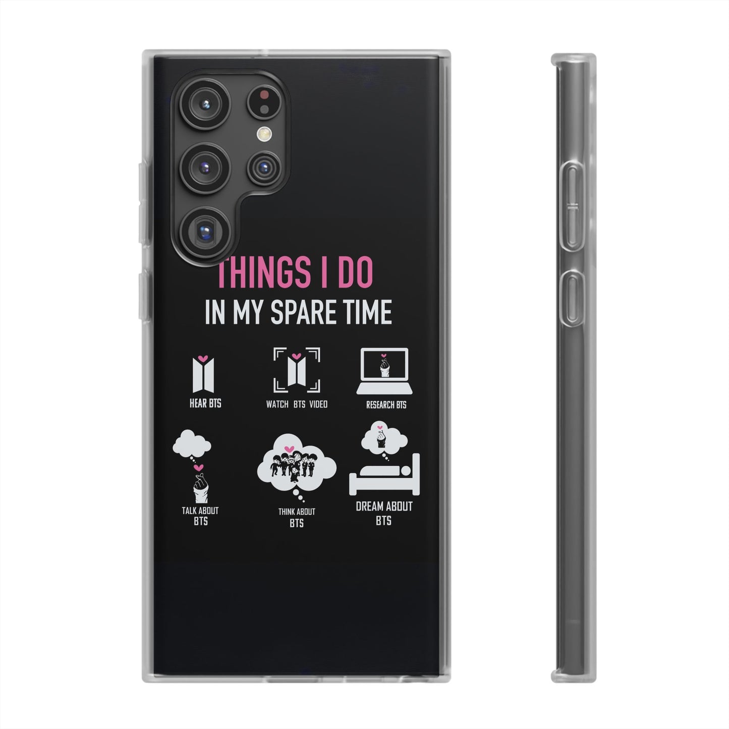 BTS Things I do in my spare time - B/W Cell Phone Case - iPhone, Samsung and Custom Covers -  K-Pop Phone Covers, Gifts for Fans, Stylish Cell Phone Accessories