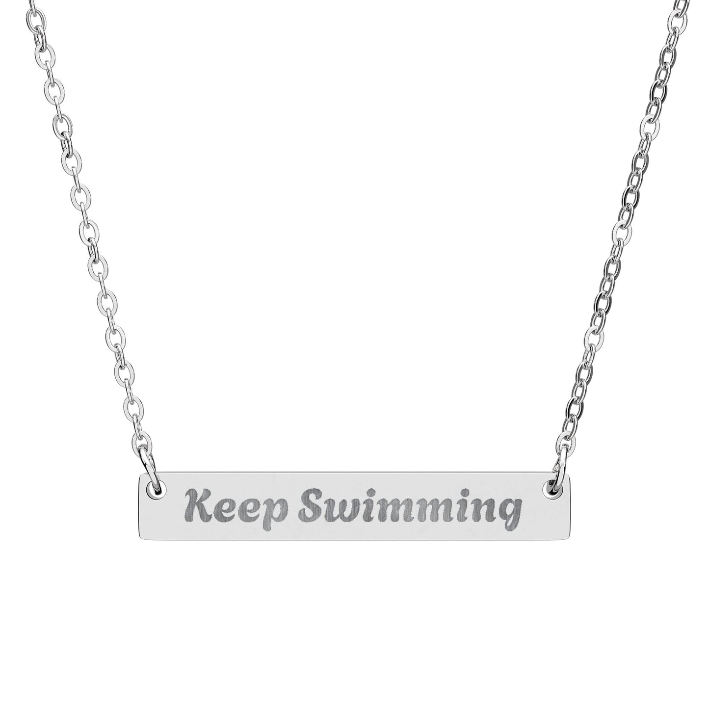 BTS Swim Keep Swimming Engraved Bar Necklace Necklace for Women & Men – Arirang Stainless Steel Pendant
