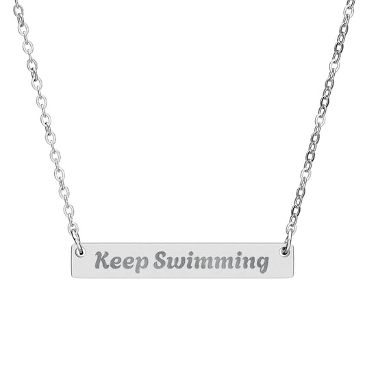 BTS Swim Keep Swimming Engraved Bar Necklace Necklace for Women & Men – Arirang Stainless Steel Pendant